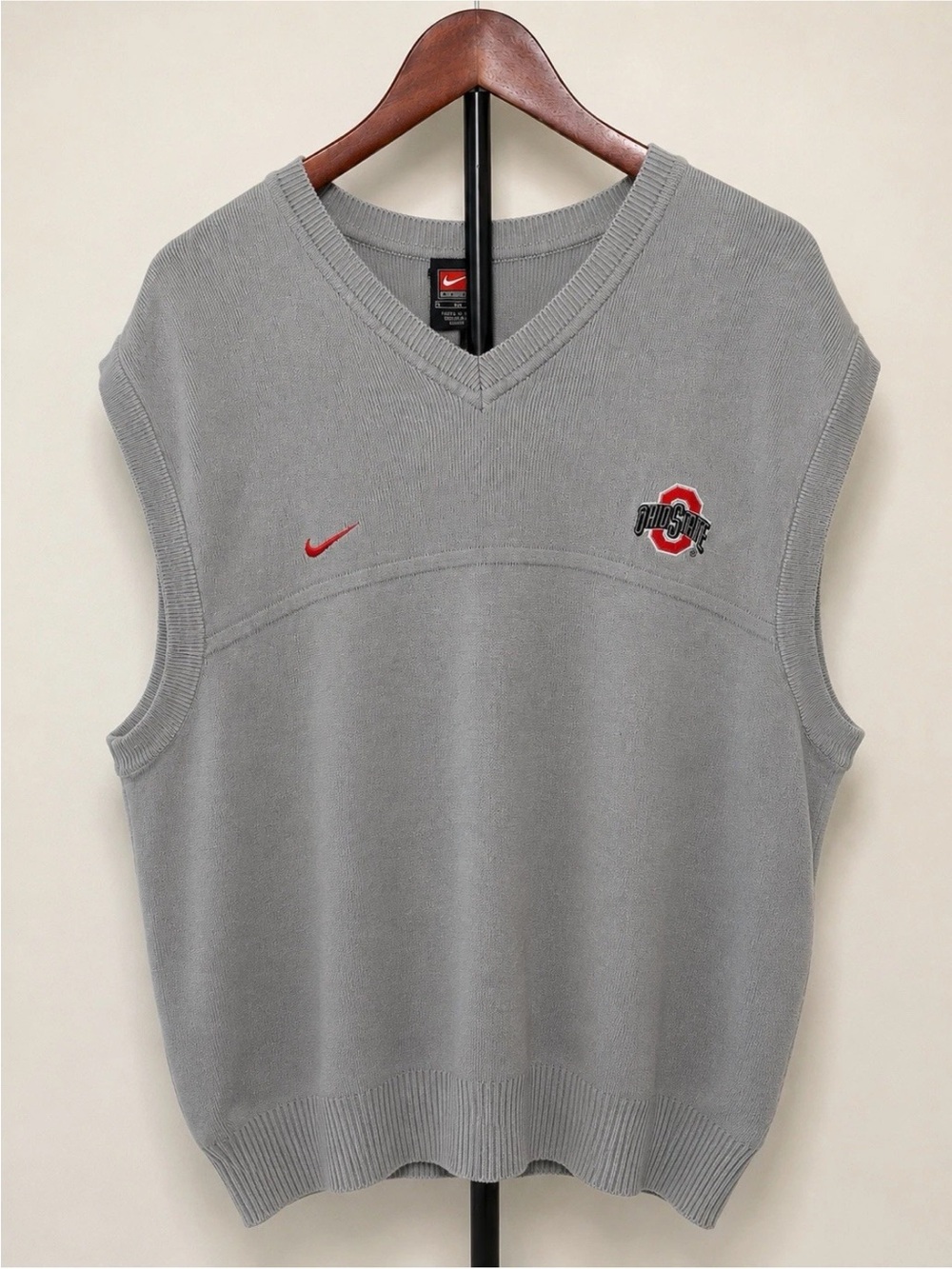Vintage Nike Ohio State Tressel Sweater Vest L Gray Buckeyes